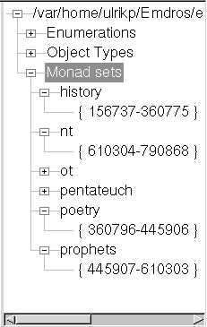 Sample monad sets in the schema tree